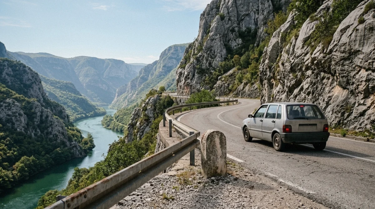 The M17 road winding through the Neretva canyon on the route from Sarajevo toward Medjugorje
